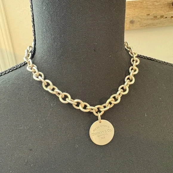 Tiffany & Co. Return to Tiffany Round Tag Chain Link Necklace 🩵 - Picture 1 of 7